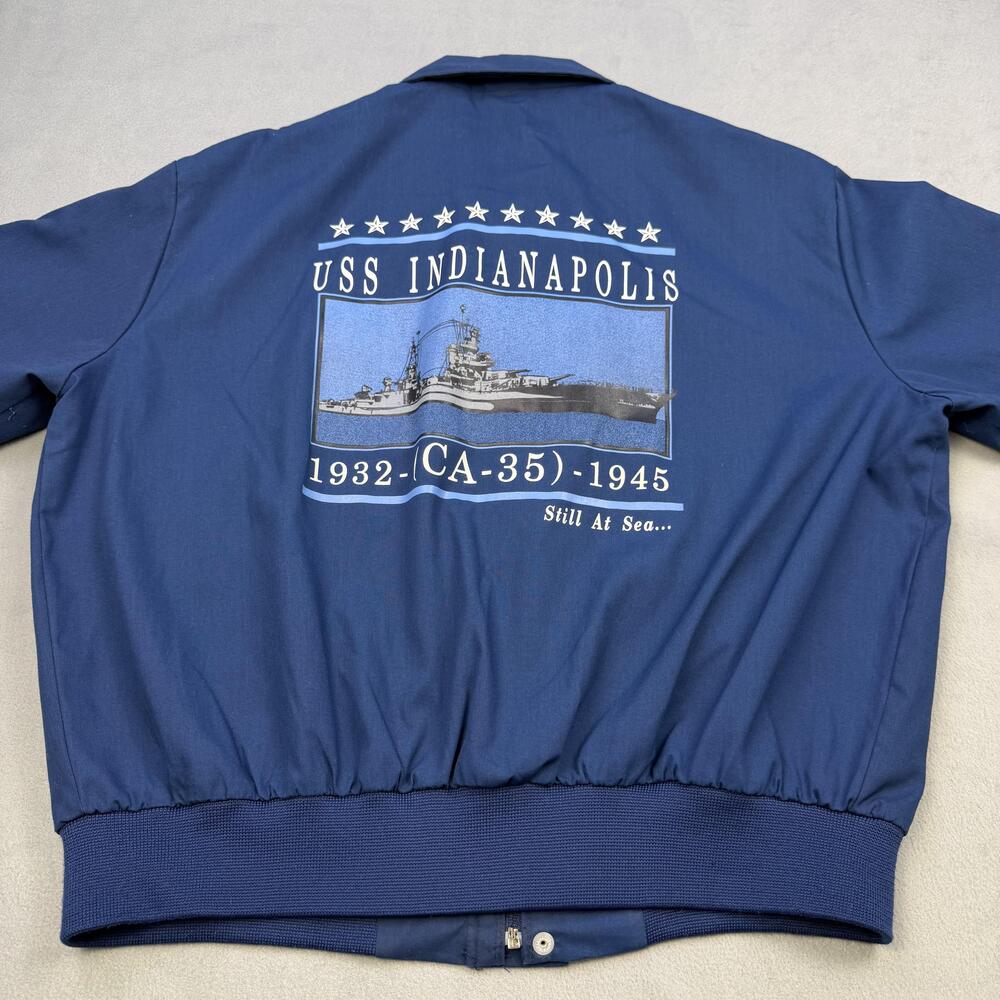 Vintage The Ltd Jacket Mens XL Navy Blue USS Indianapolis CA-35 Bomber USA